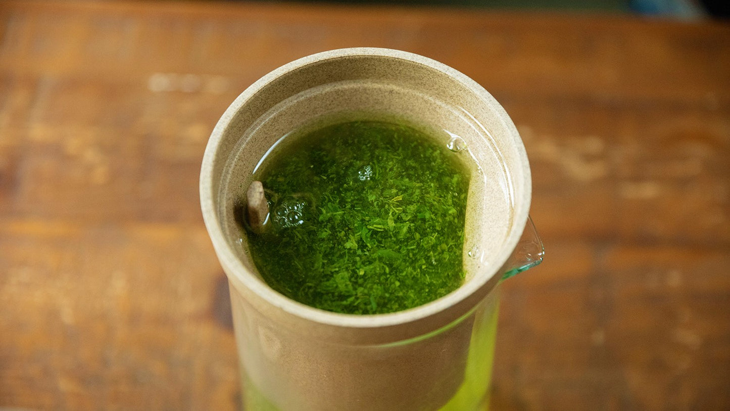 刻音、特選深蒸し茶(50g)、 ダブルウォールグラス  セット