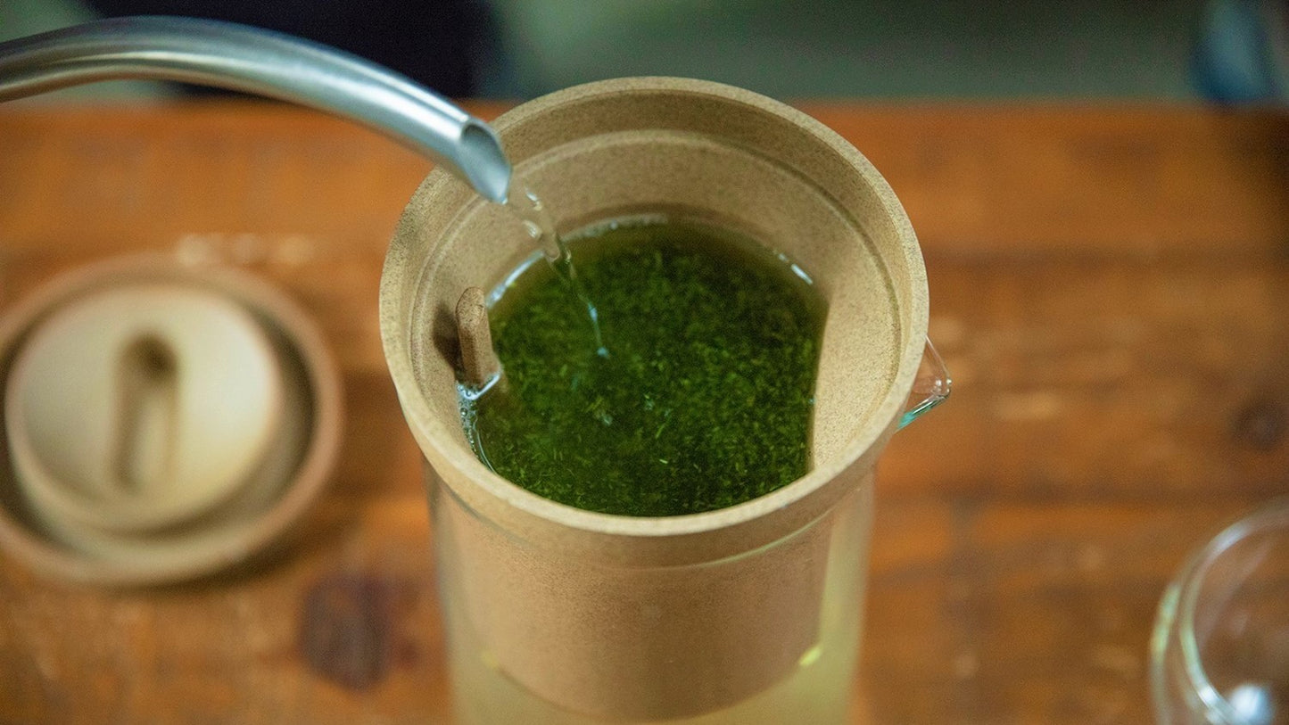 刻音、特選深蒸し茶(50g)、 ダブルウォールグラス  セット